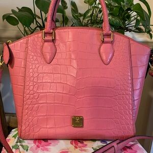 MCM Pink Crocodile Embossed satchel/crossbody